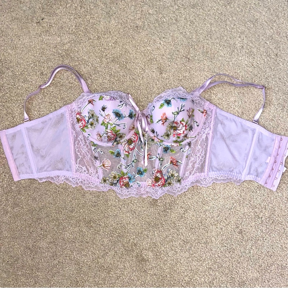 Victoria’s Secret x For Love & Lemons Purple Floral Bustier 34D